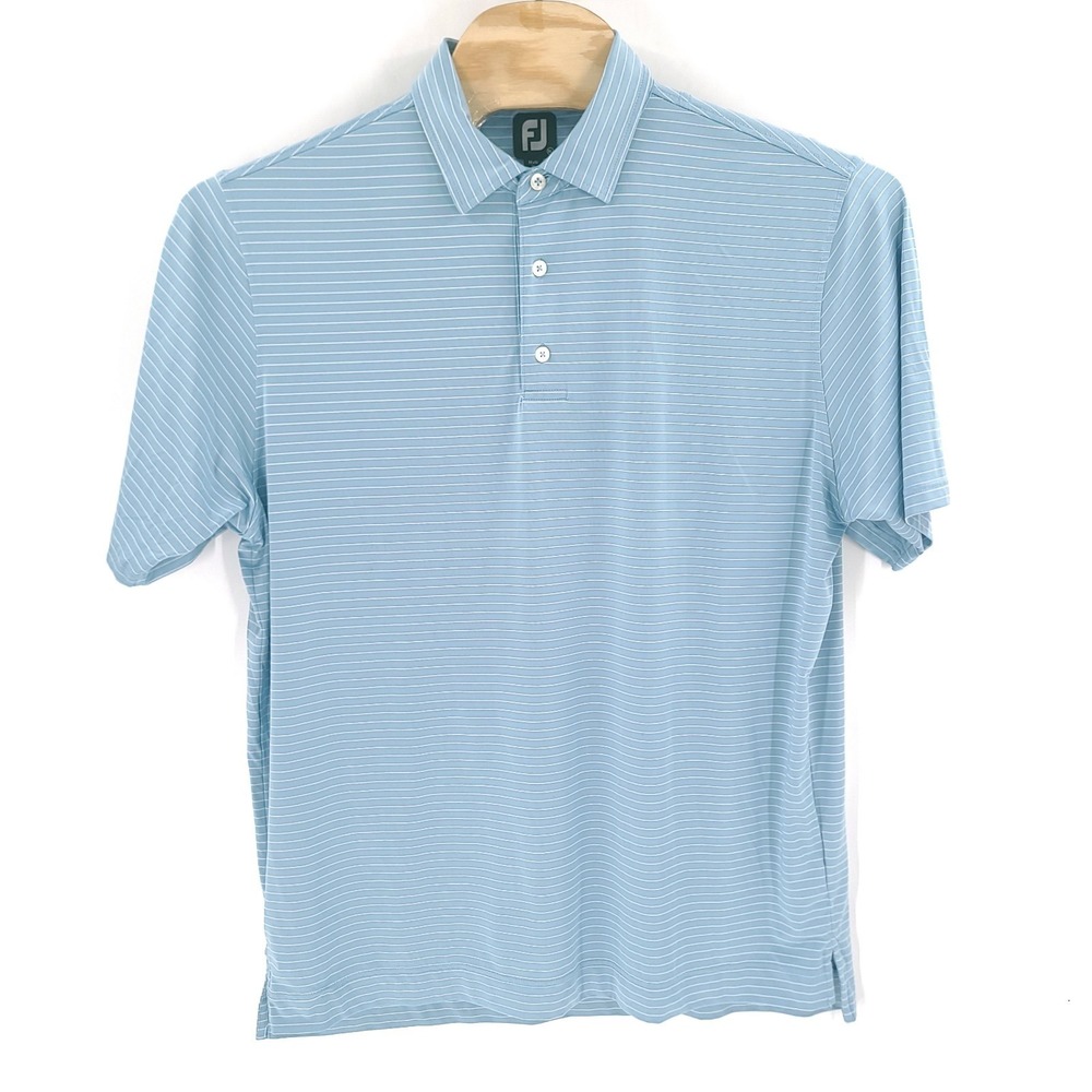 Footjoy Shirt Mens Extra Large Blue Striped Polo Golf FJ Stretch Polyester